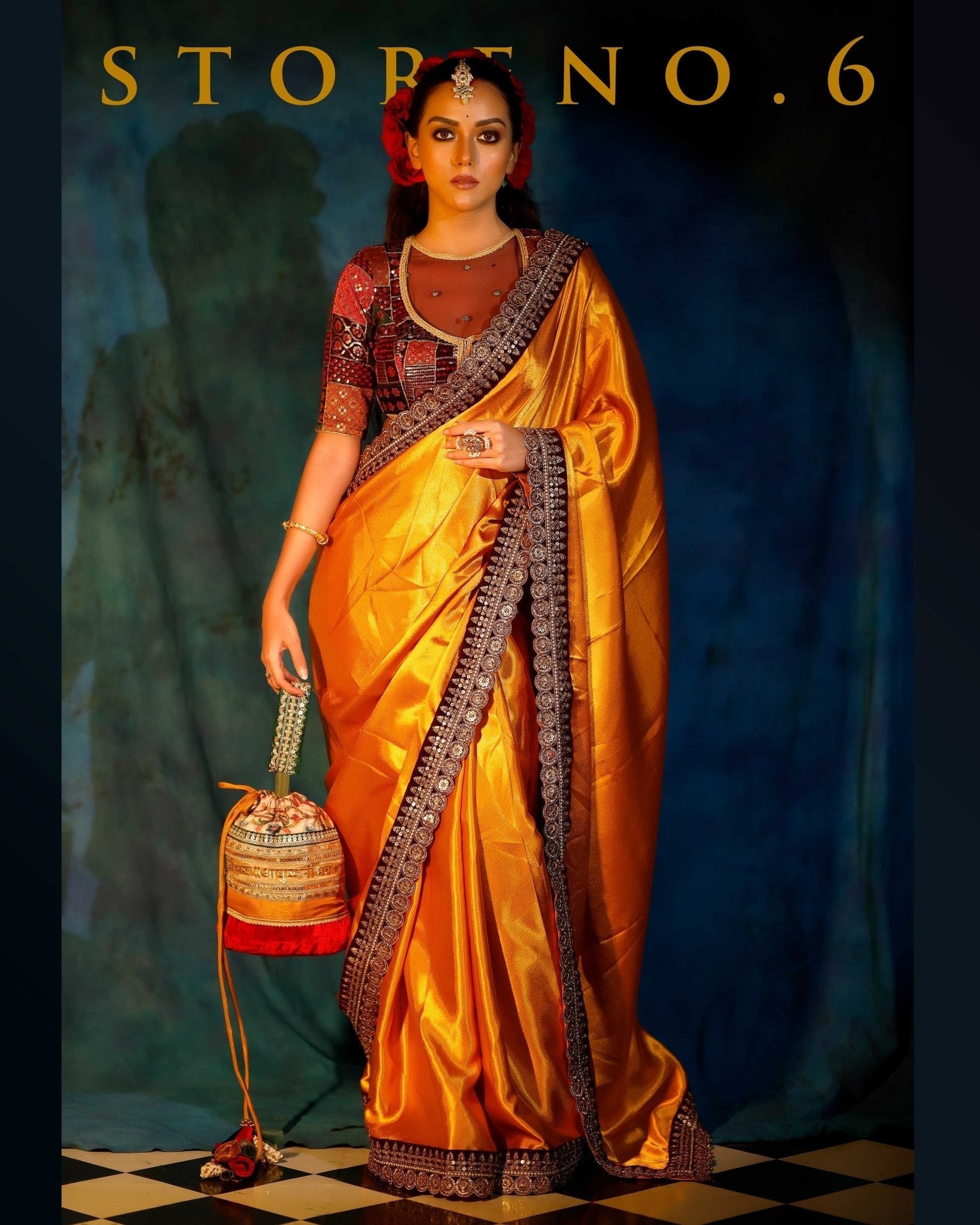 SASSY SAFFRON READY-TO-WEAR SAREE