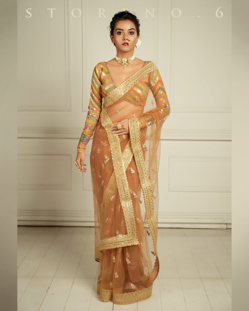 THE QUEEN'S EXOTIC EXPRESSO SAREE