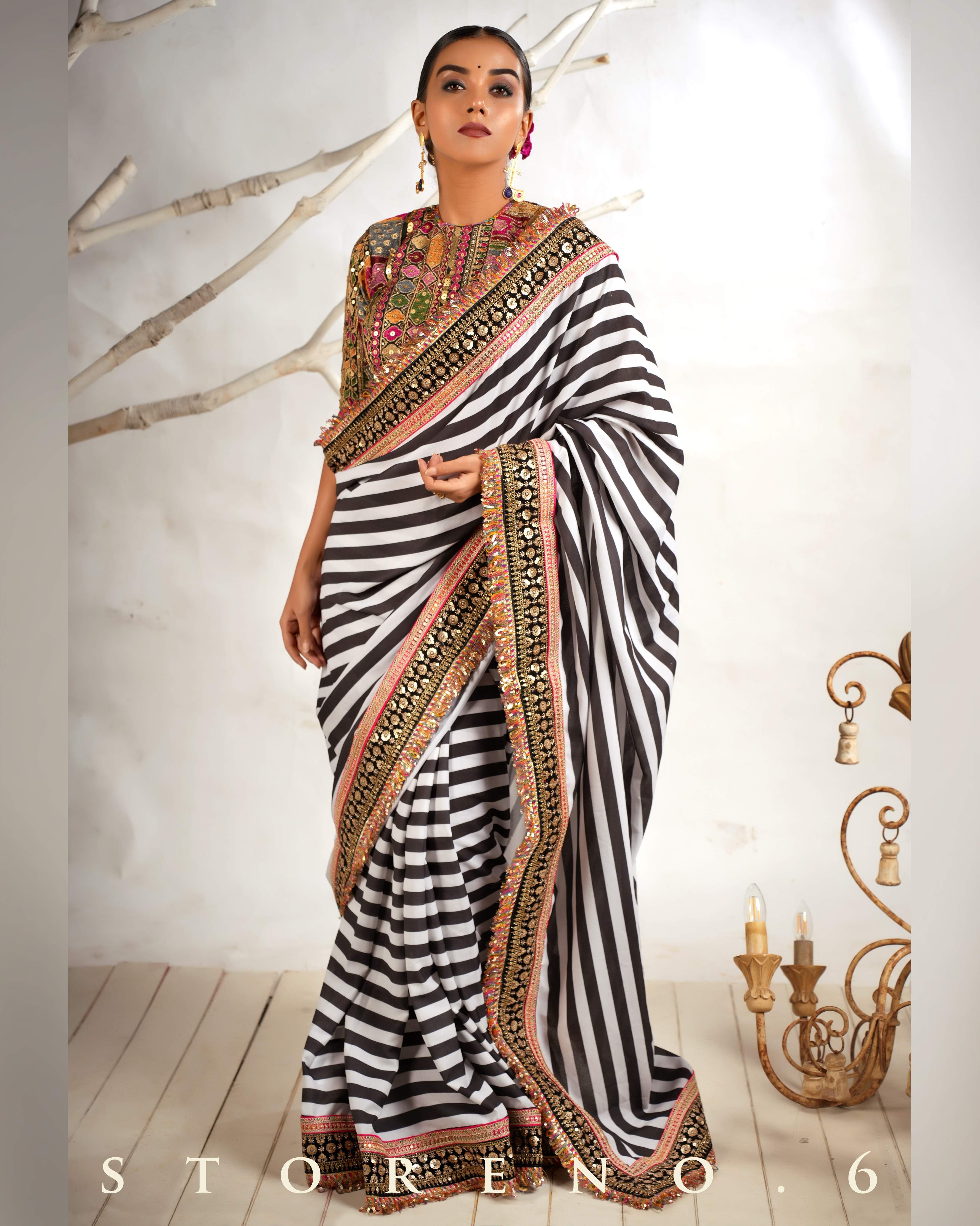 THE DIVINE STRIPE SHOW SAREE