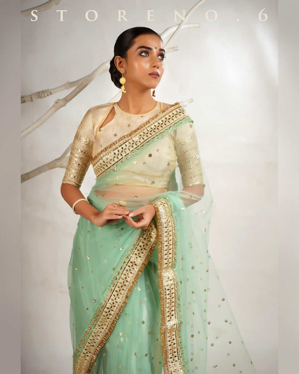 STELLAR SEAFOAM SAREE