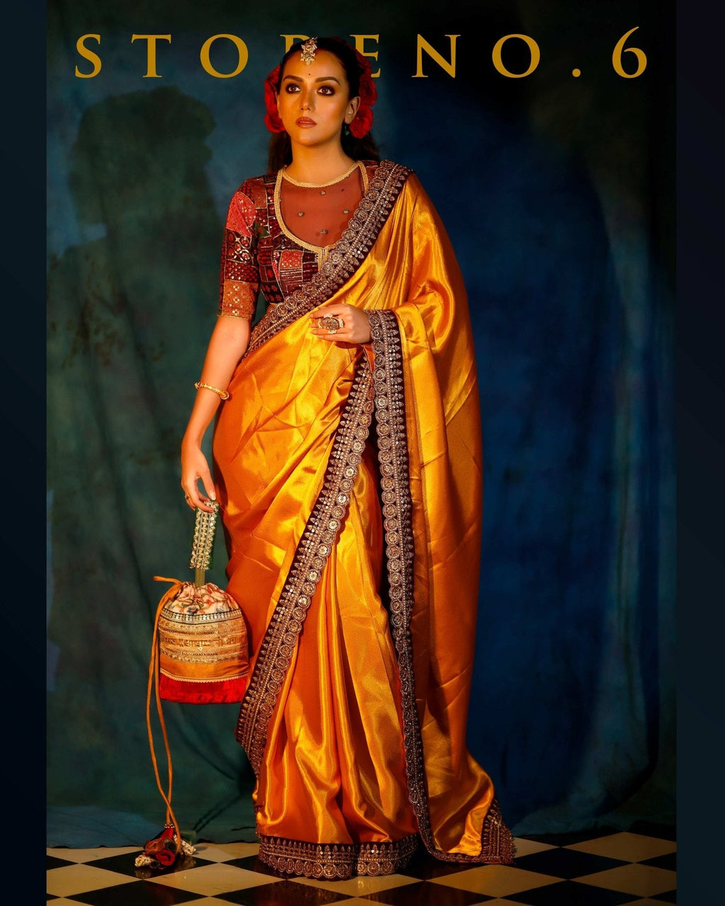 SASSY SAFFRON READY-TO-WEAR SAREE