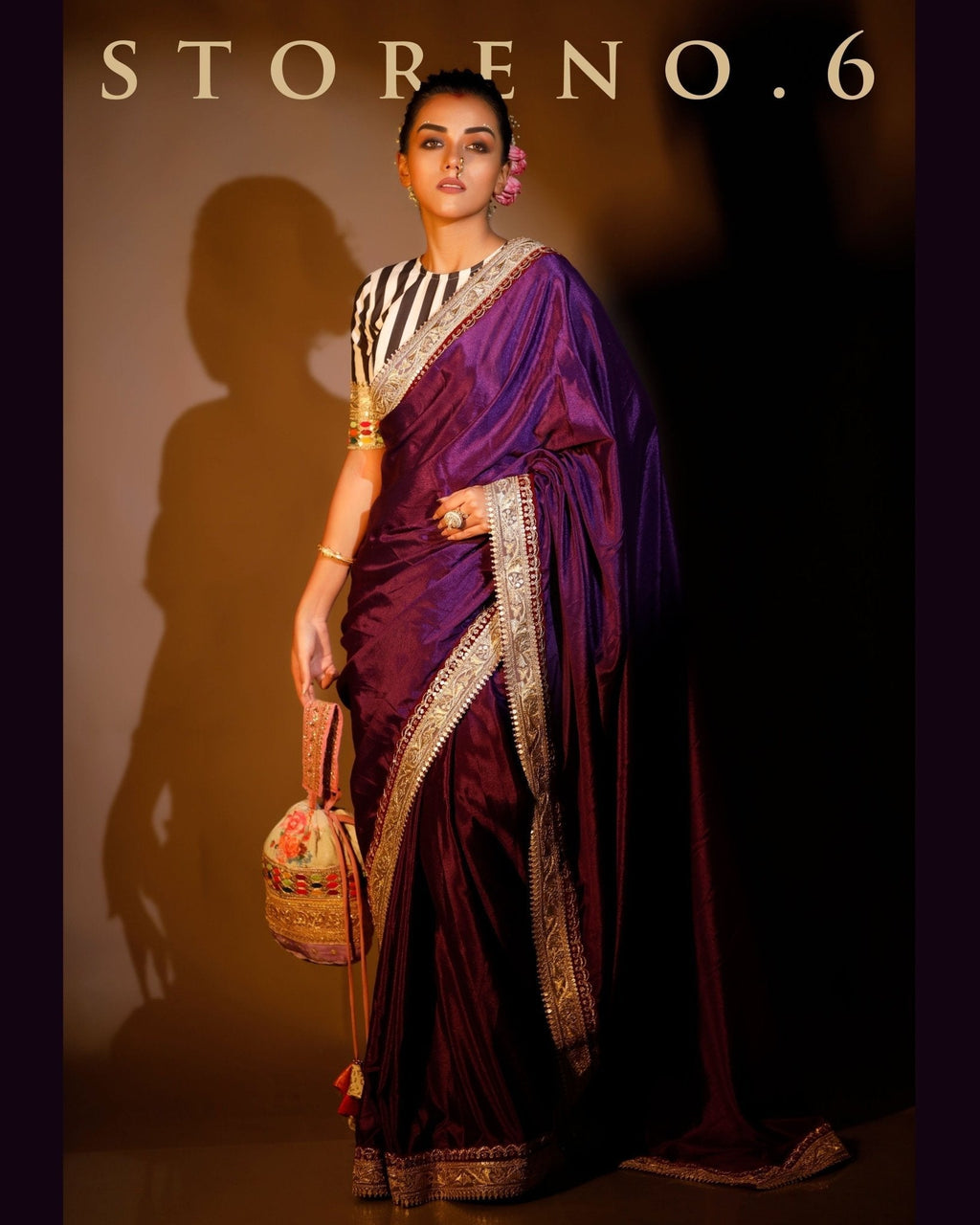 PLUM READY-TO-WEAR SAREE