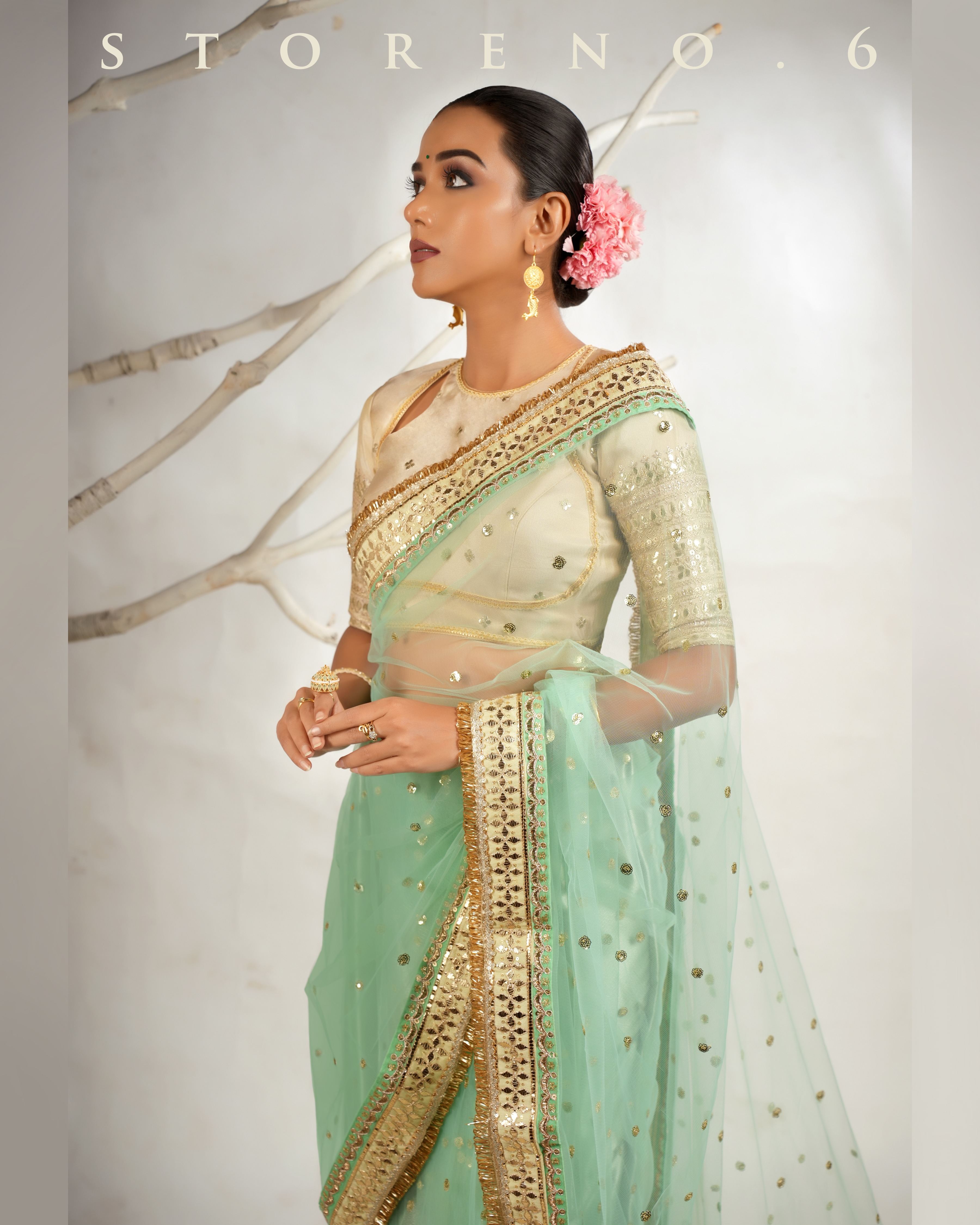 STELLAR SEAFOAM SAREE
