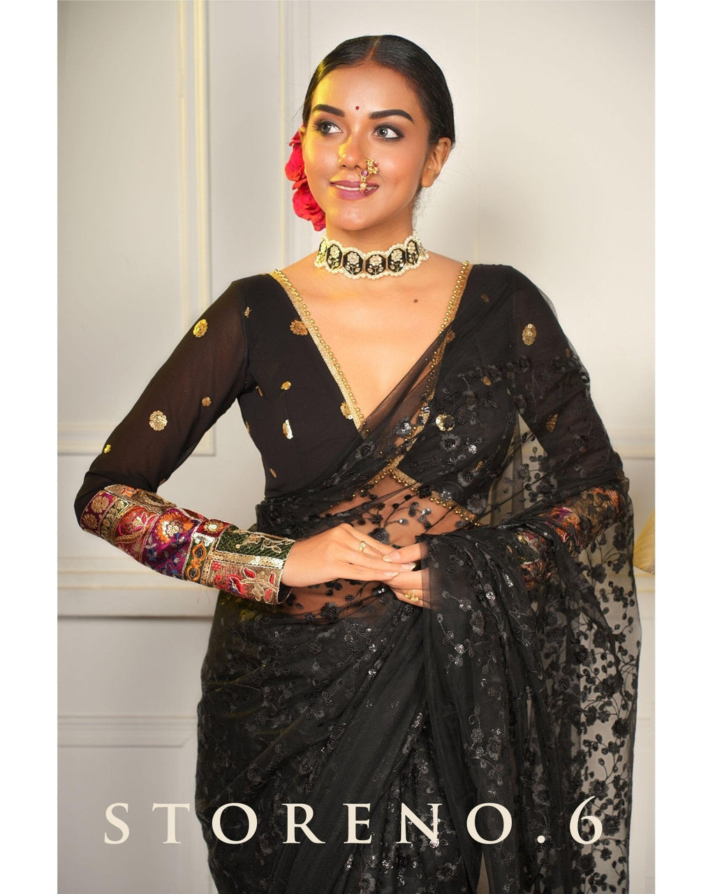 SHINE IN BLACK SAREE
