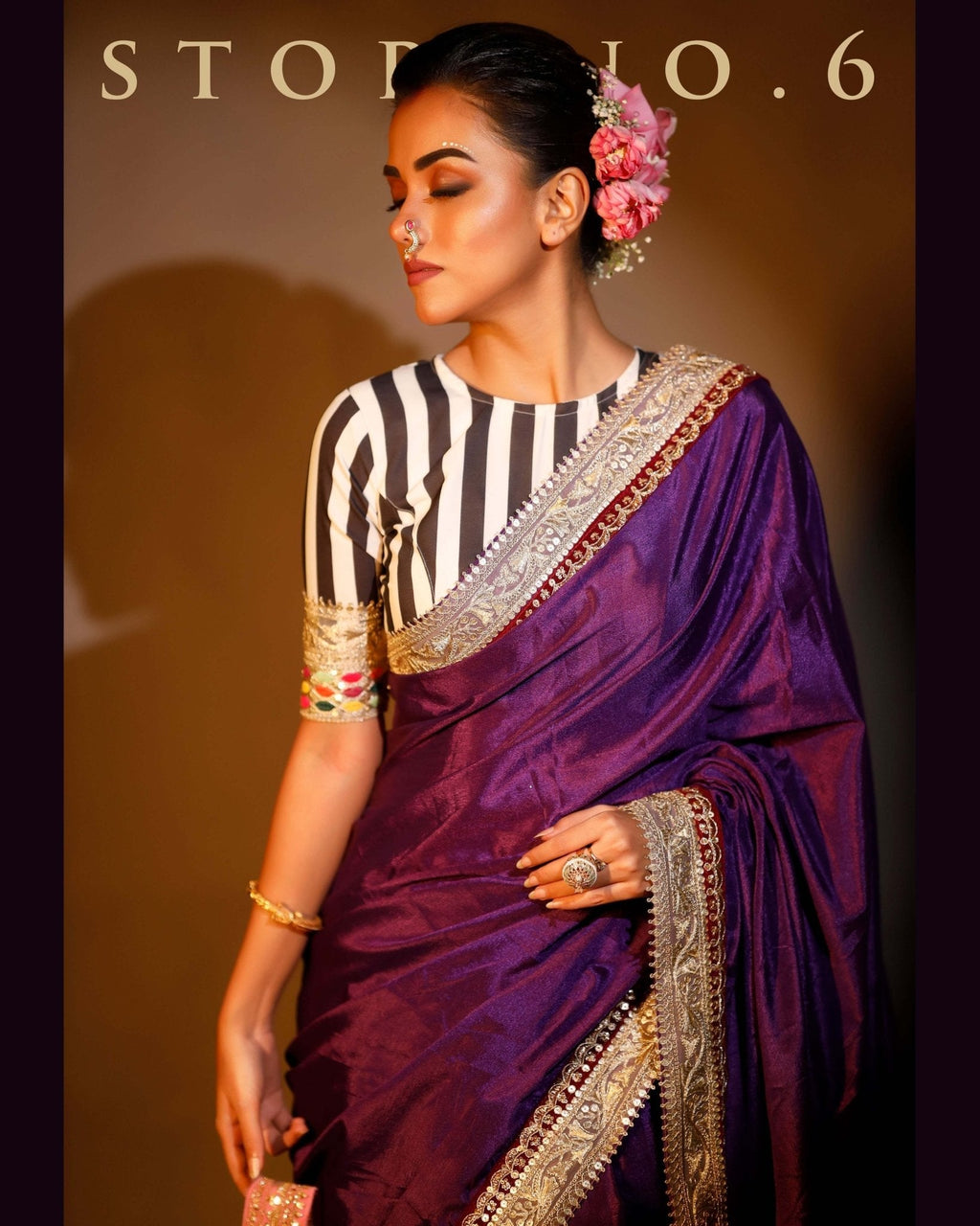 PLUM READY-TO-WEAR SAREE