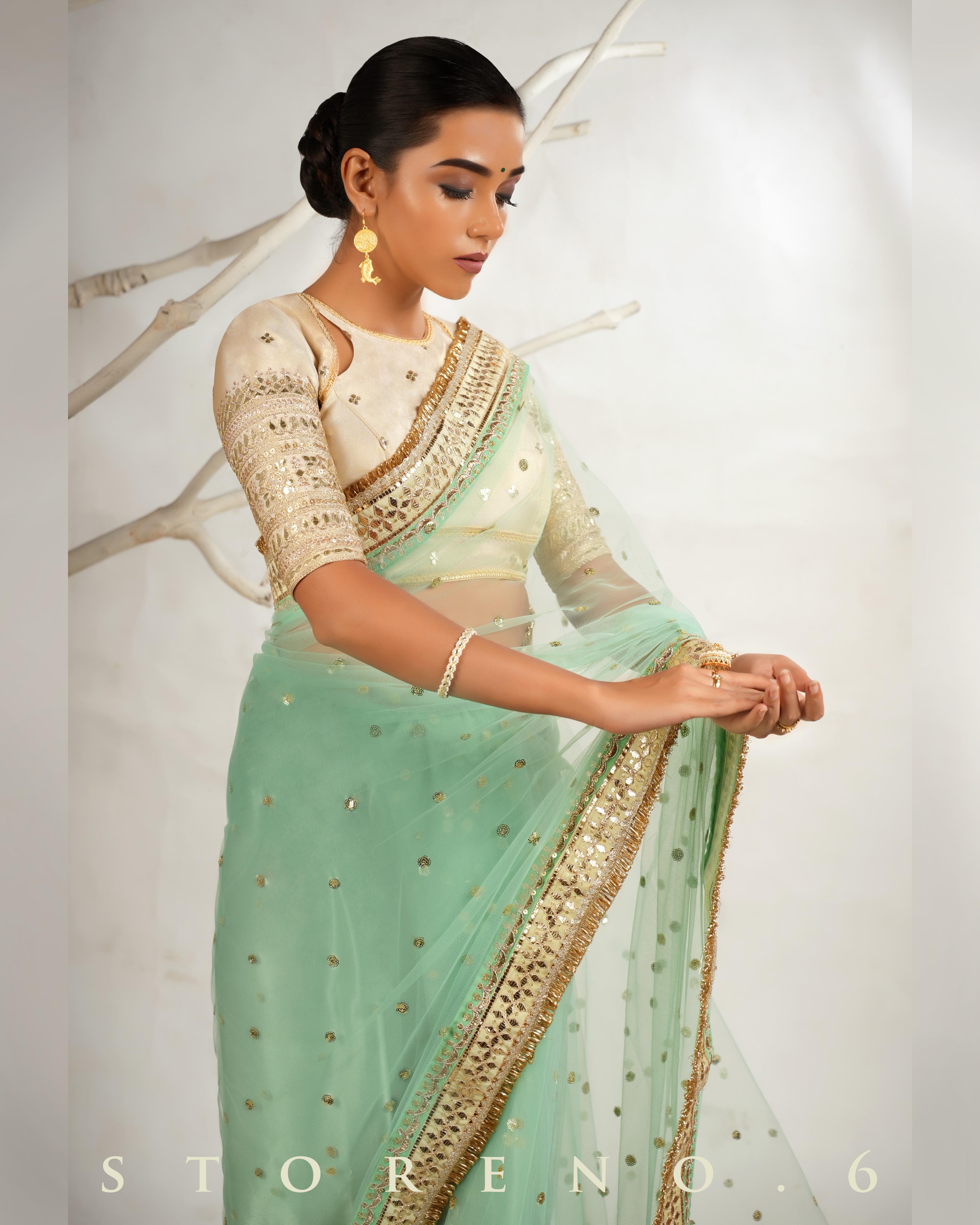 STELLAR SEAFOAM SAREE