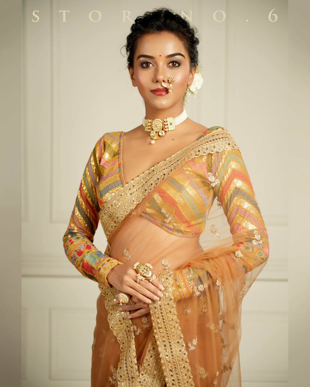 THE QUEEN'S EXOTIC EXPRESSO SAREE