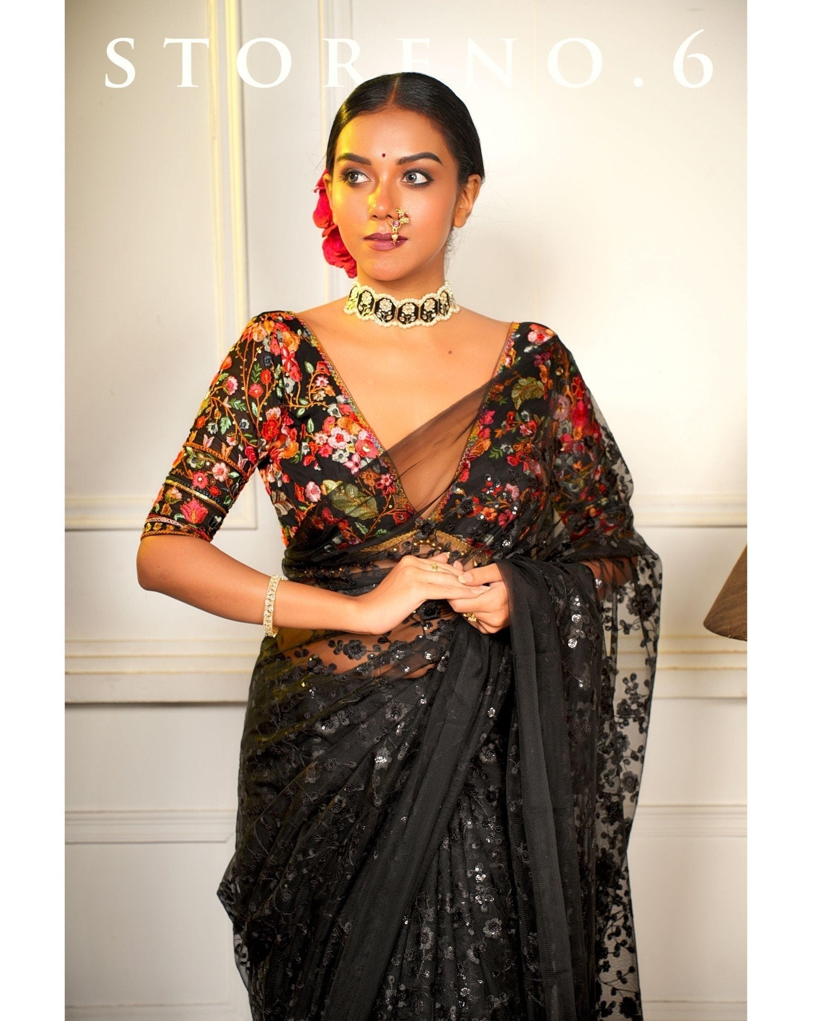 SHINE IN BLACK SAREE