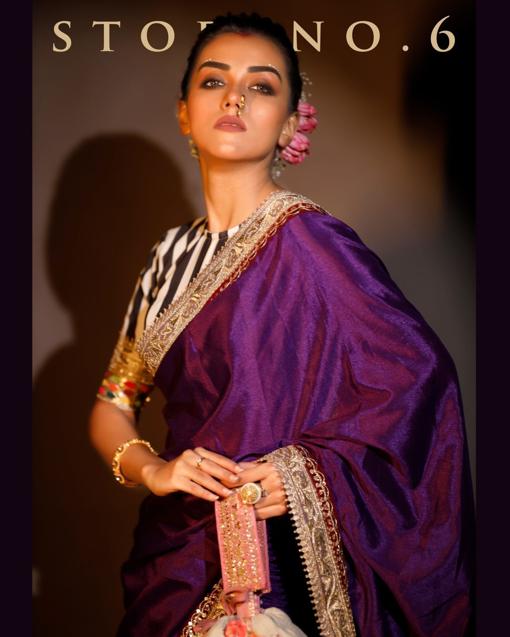PLUM READY-TO-WEAR SAREE