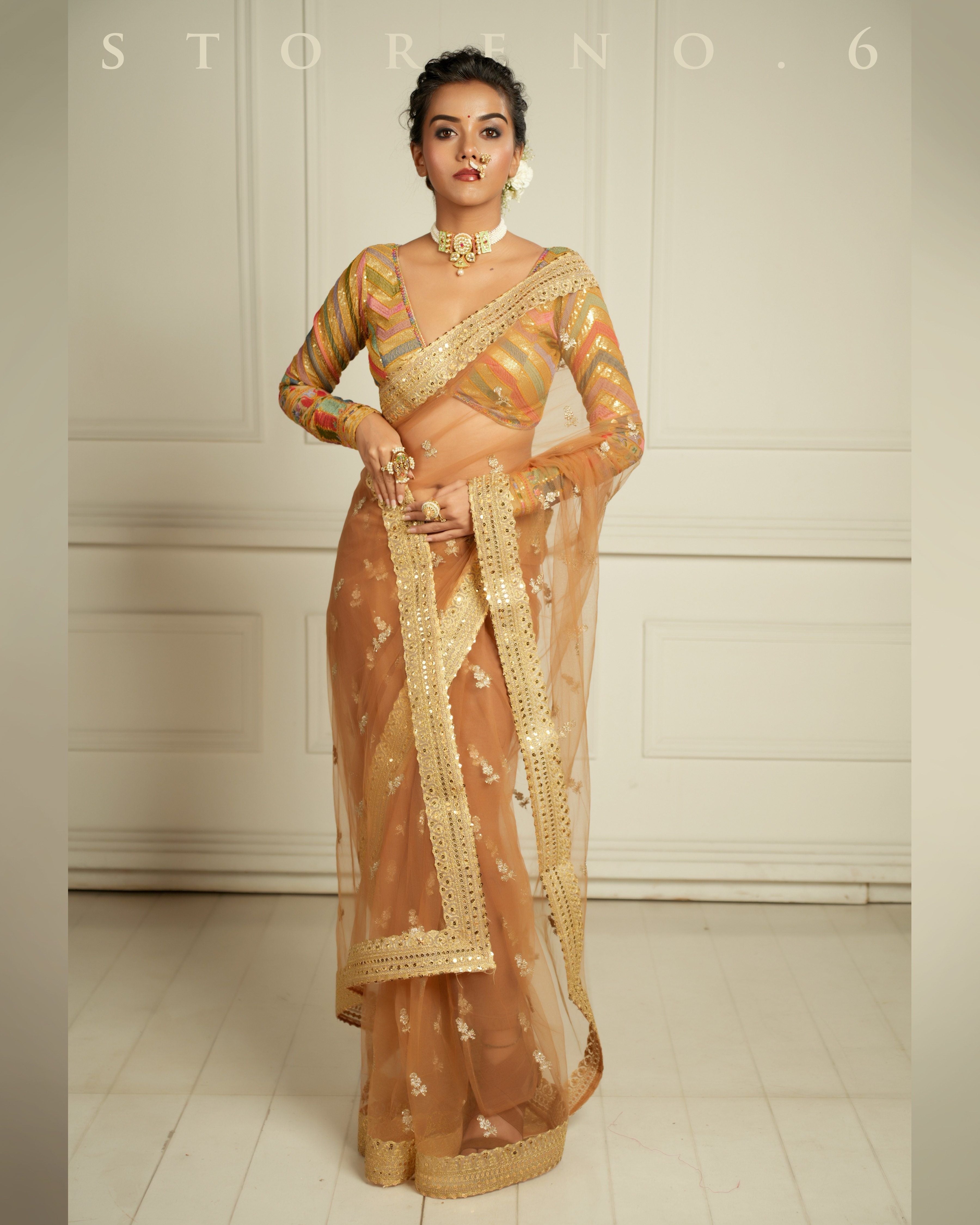 THE QUEEN'S EXOTIC EXPRESSO SAREE