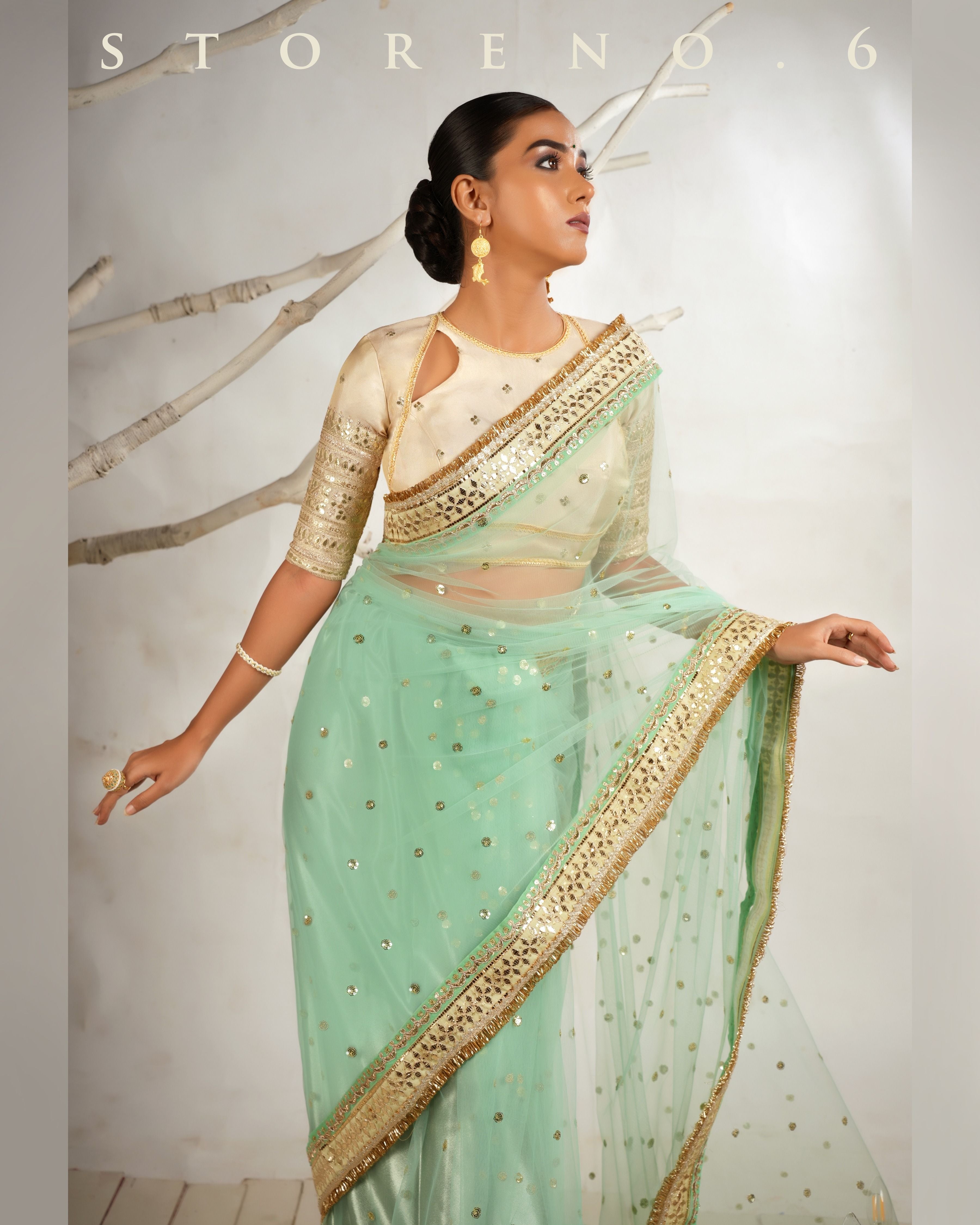 STELLAR SEAFOAM SAREE
