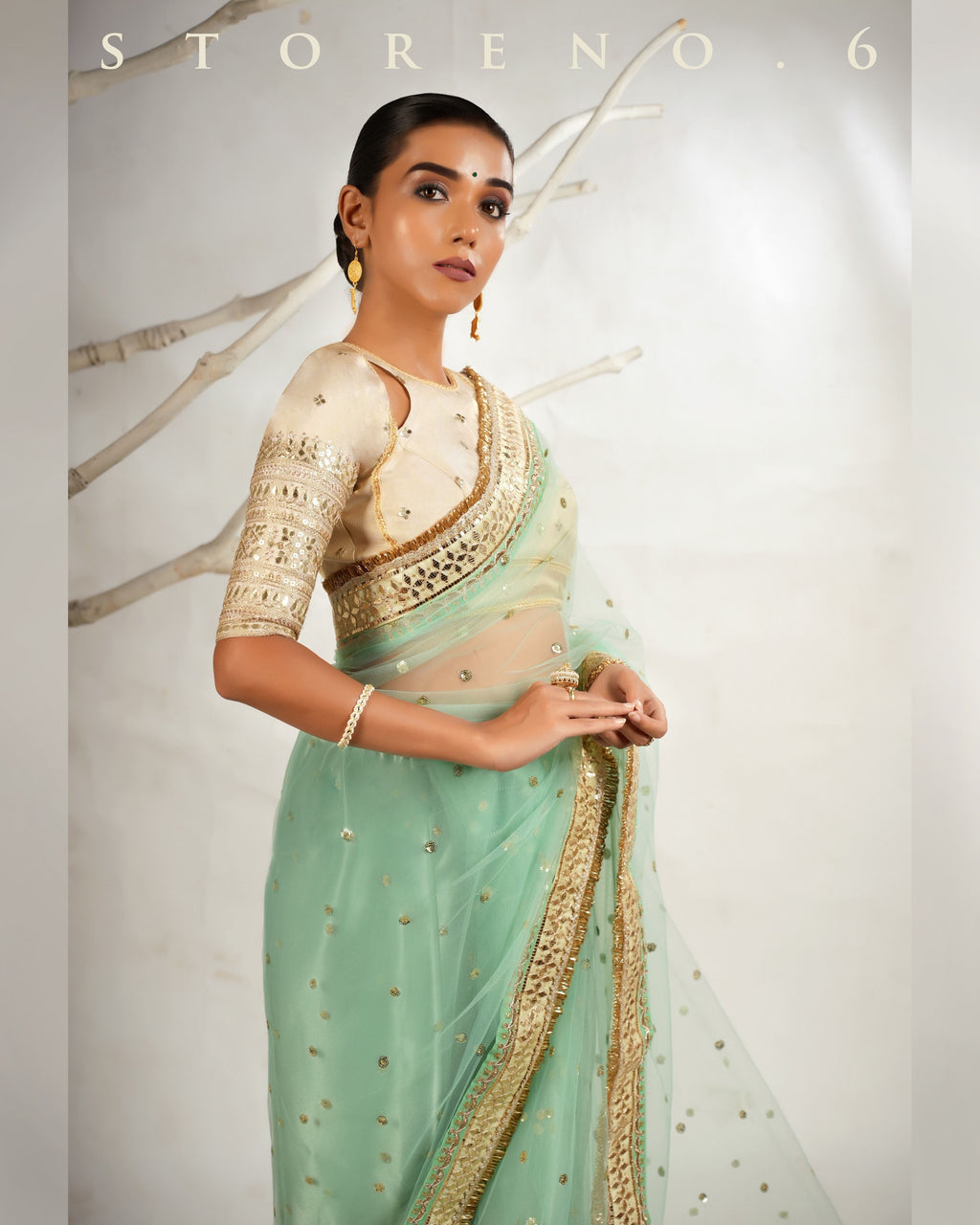 STELLAR SEAFOAM SAREE