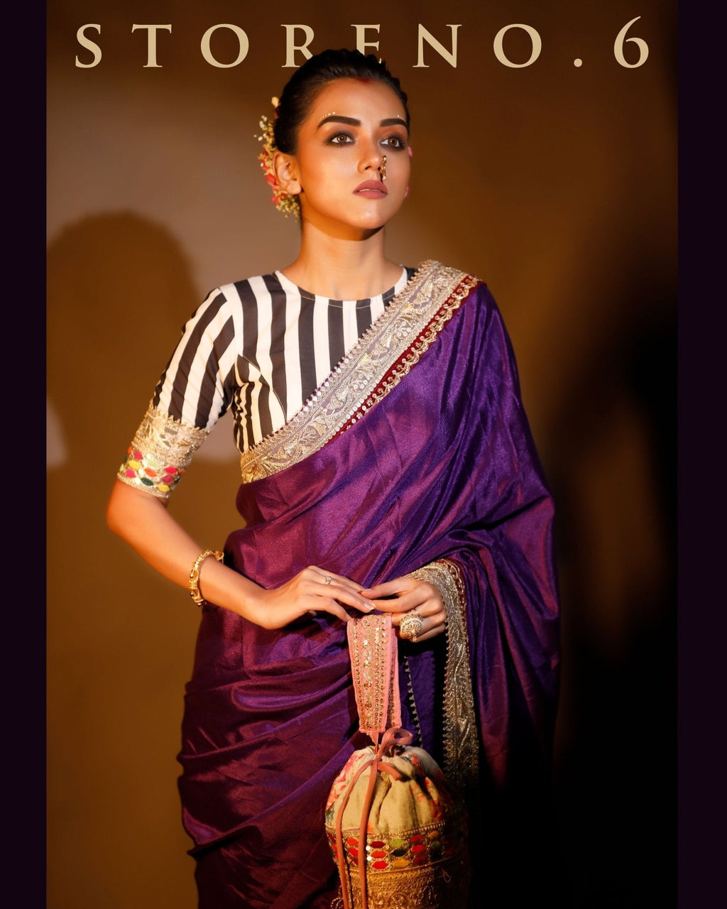 PLUM READY-TO-WEAR SAREE