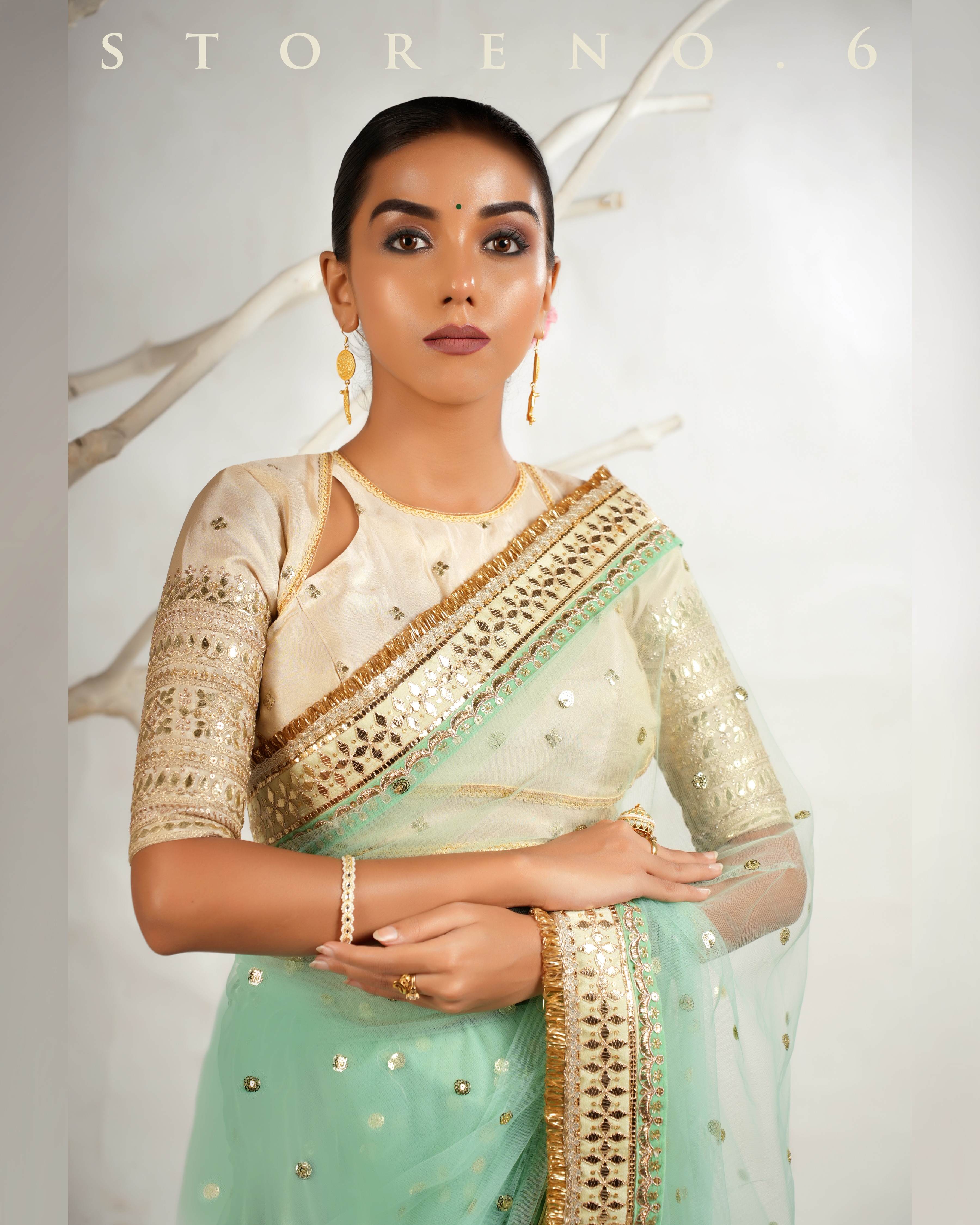 STELLAR SEAFOAM SAREE