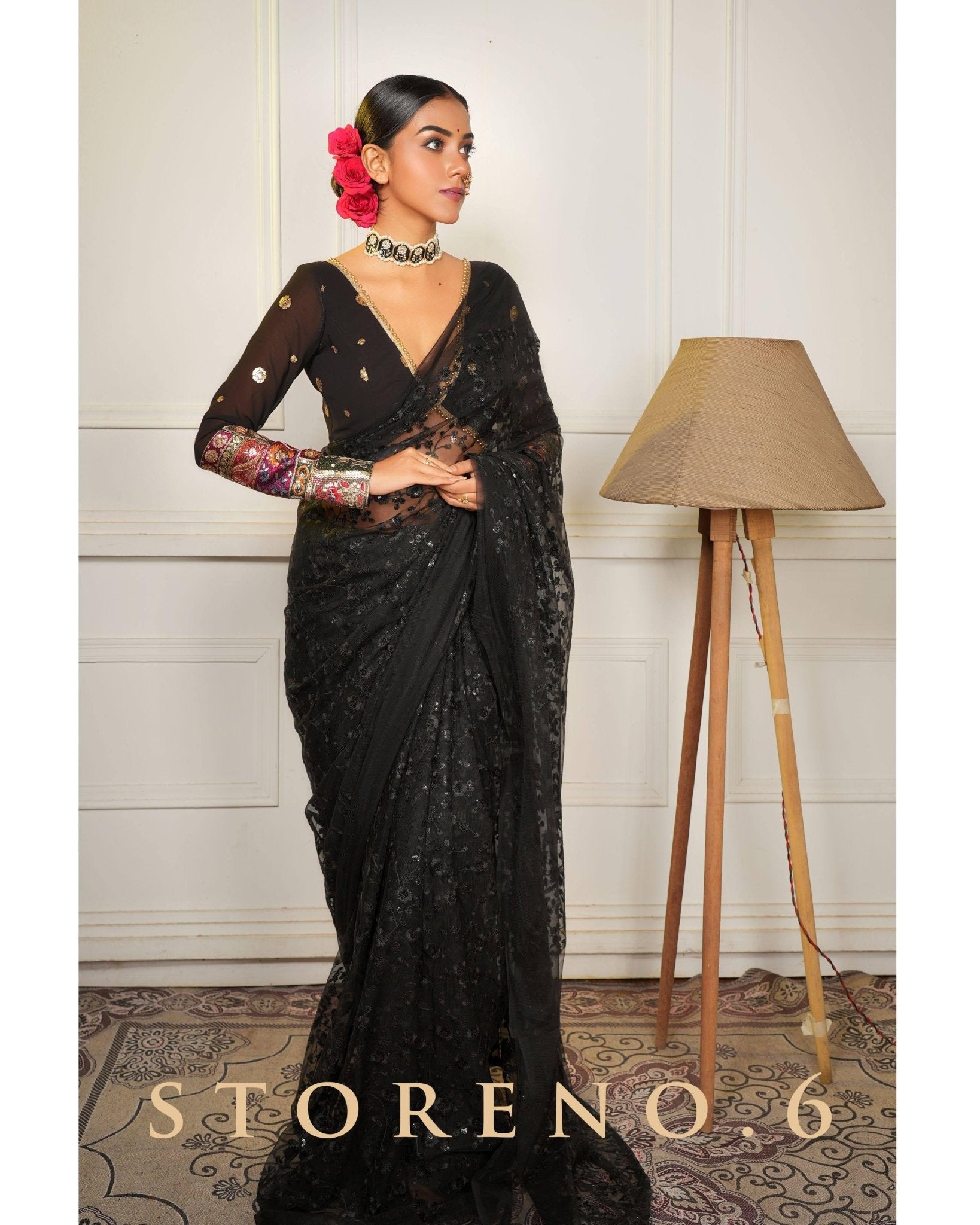 SHINE IN BLACK SAREE