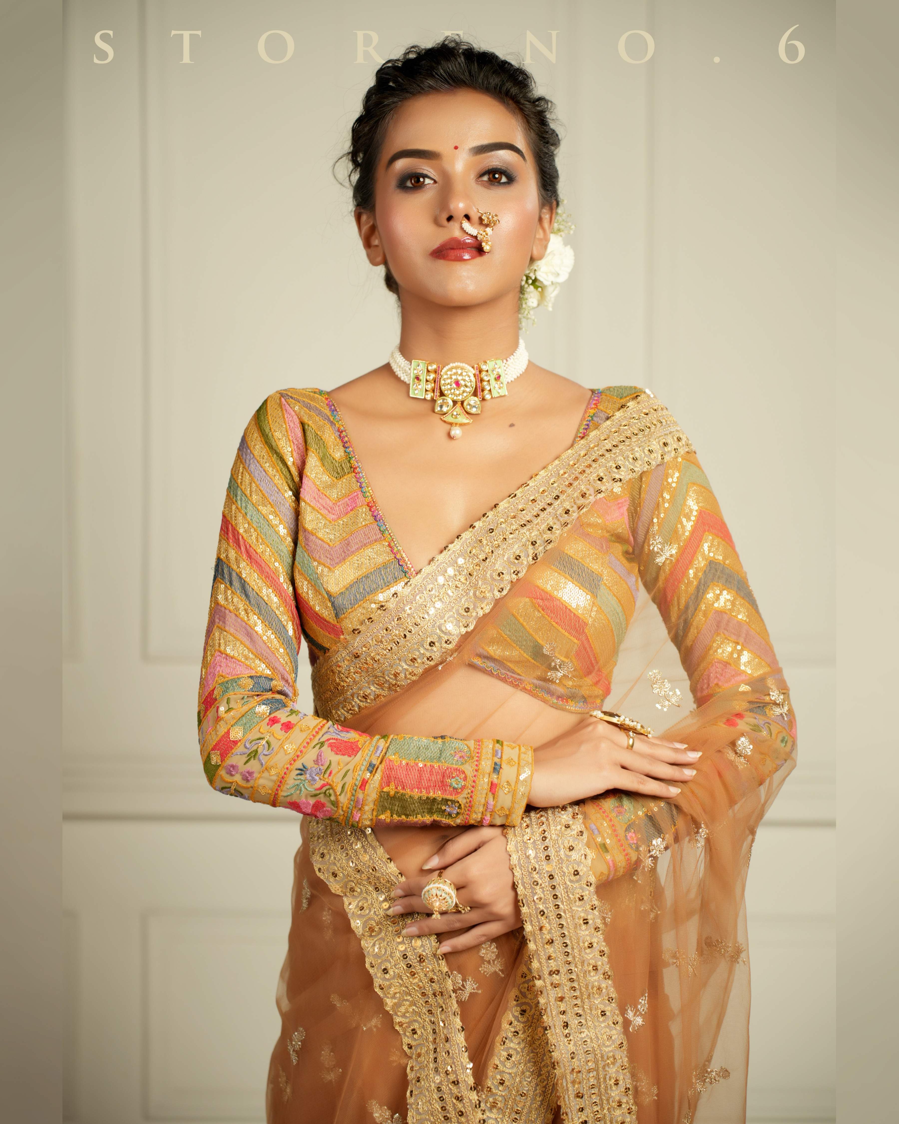 THE QUEEN'S EXOTIC EXPRESSO SAREE