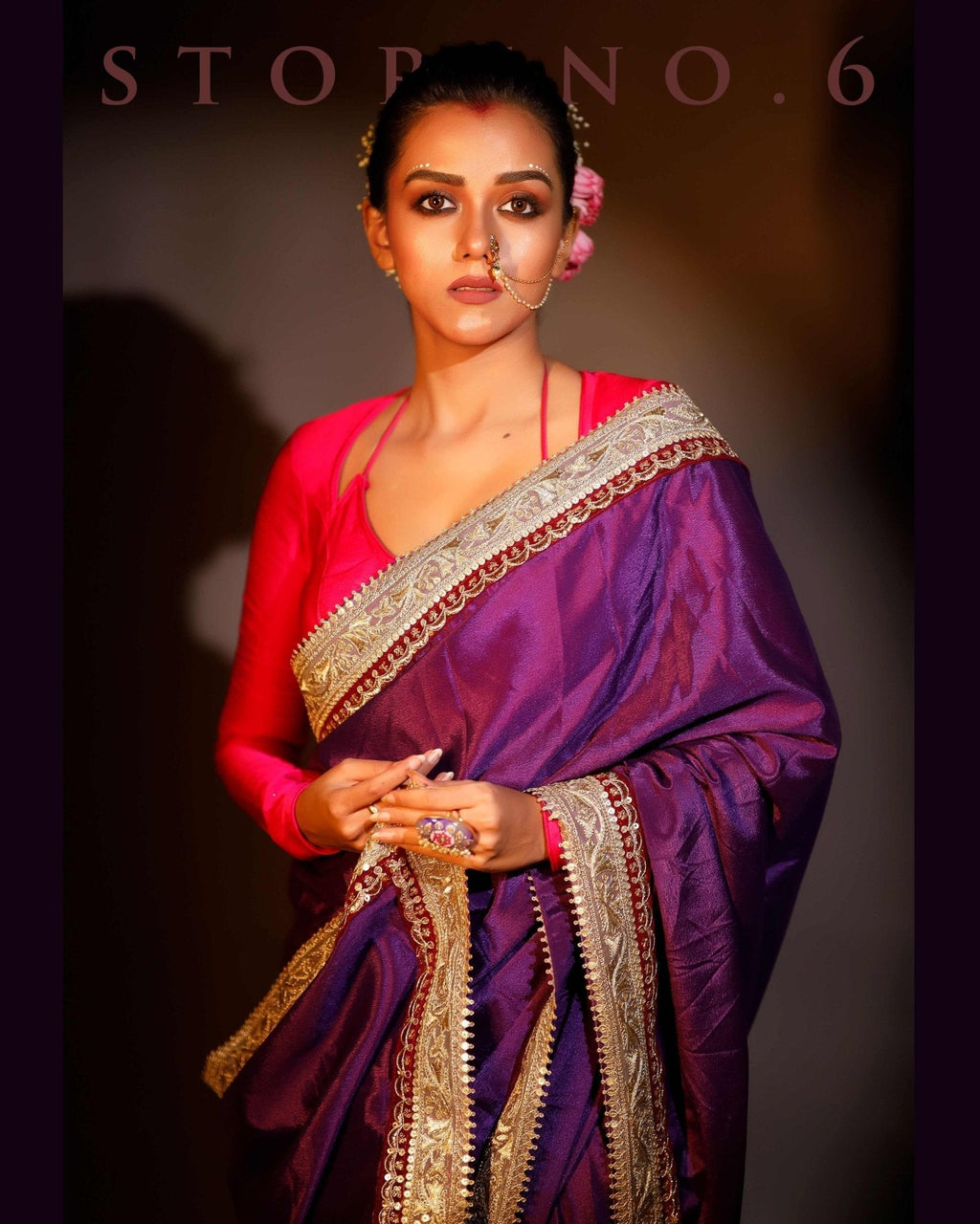 PLUM READY-TO-WEAR SAREE