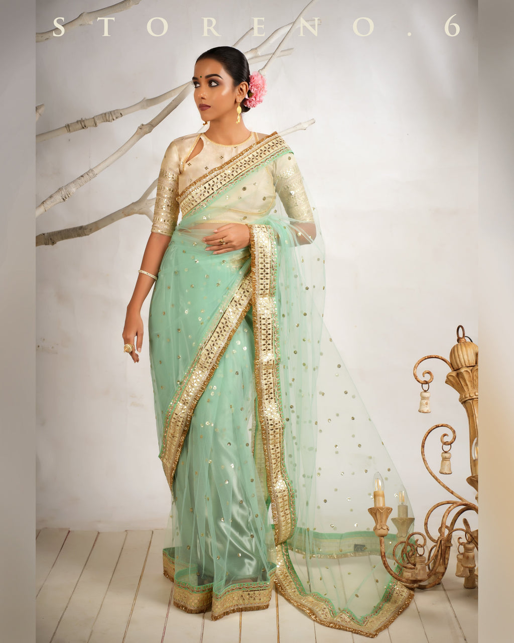 STELLAR SEAFOAM SAREE