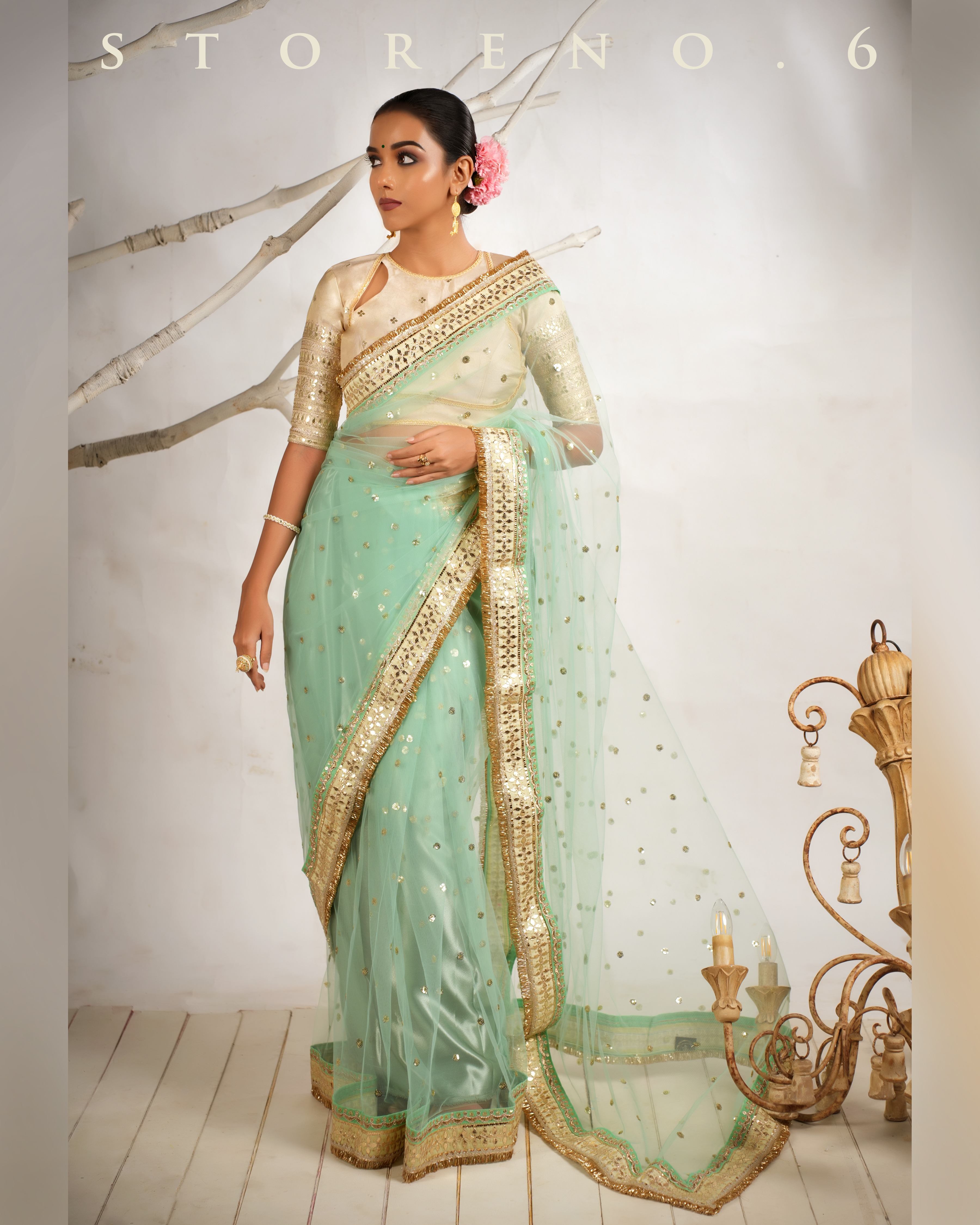 STELLAR SEAFOAM SAREE