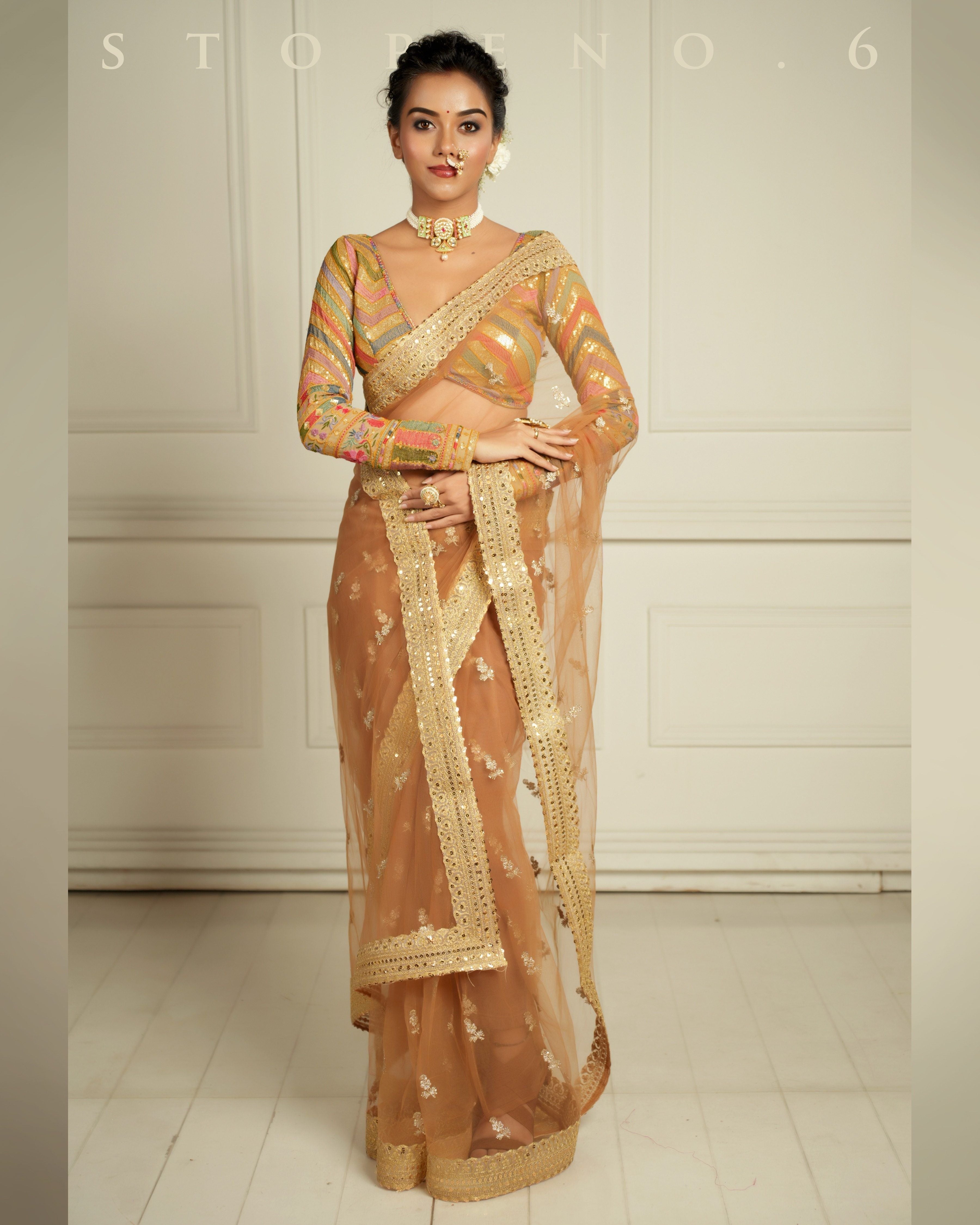 THE QUEEN'S EXOTIC EXPRESSO SAREE