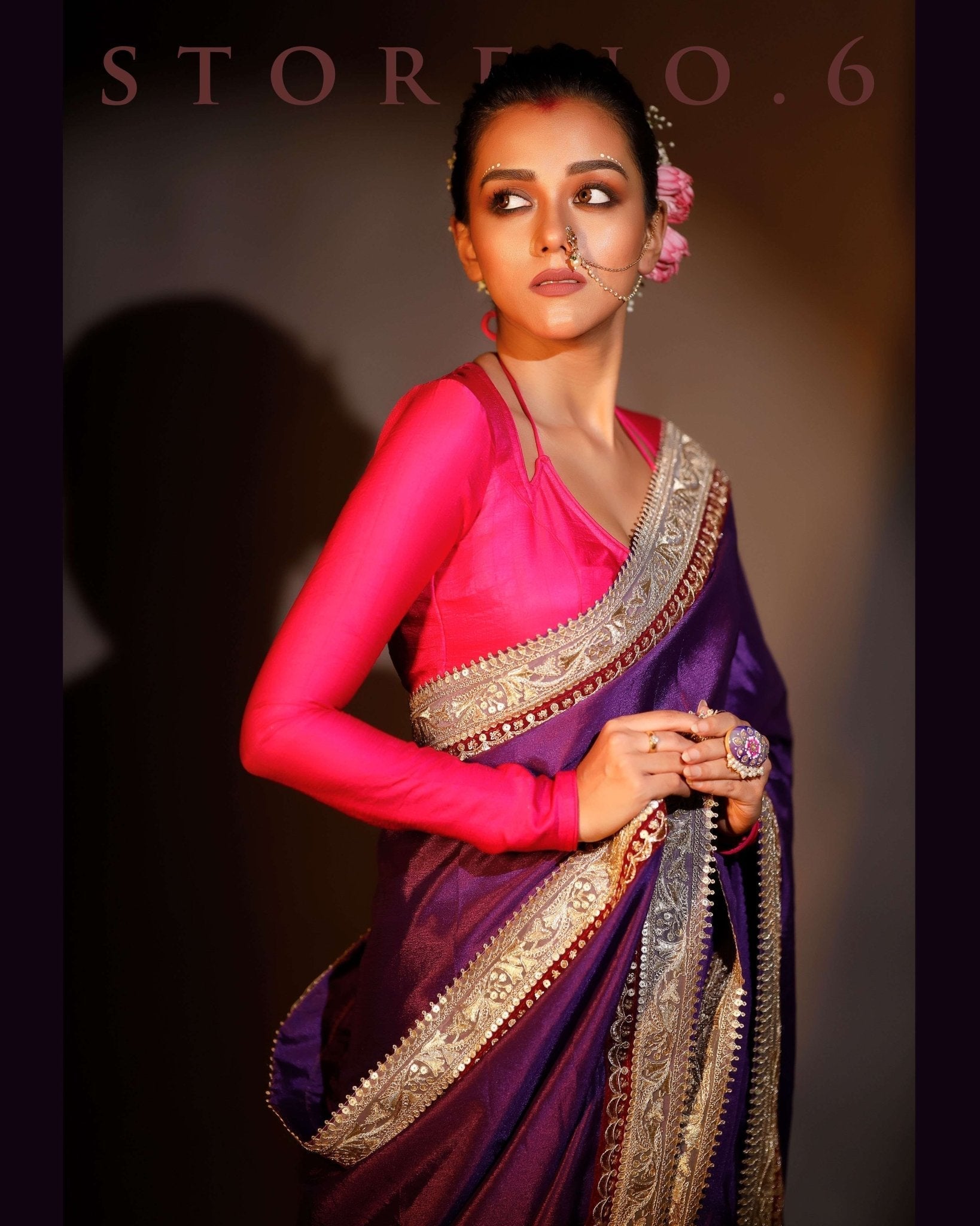 PLUM READY-TO-WEAR SAREE