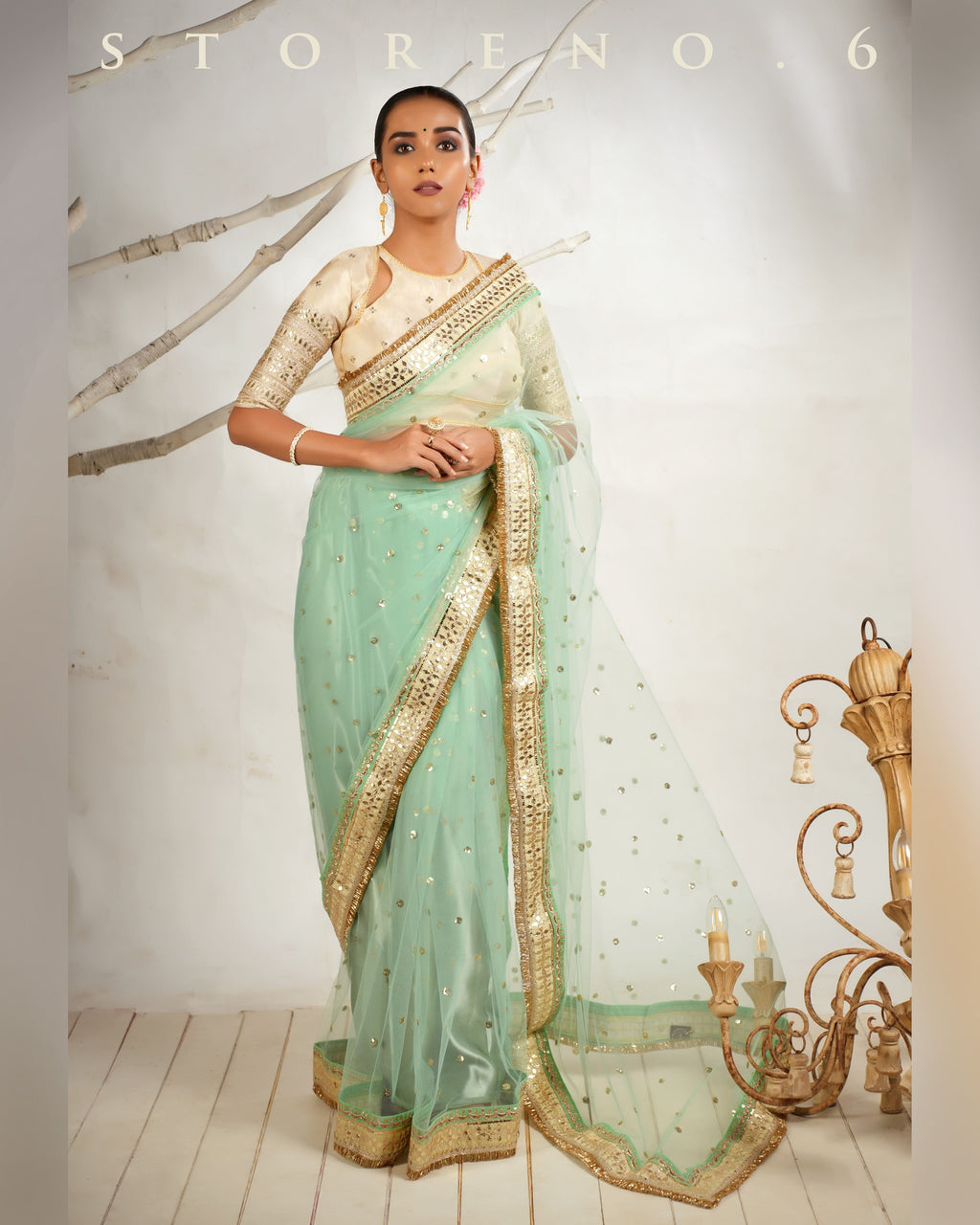 STELLAR SEAFOAM SAREE