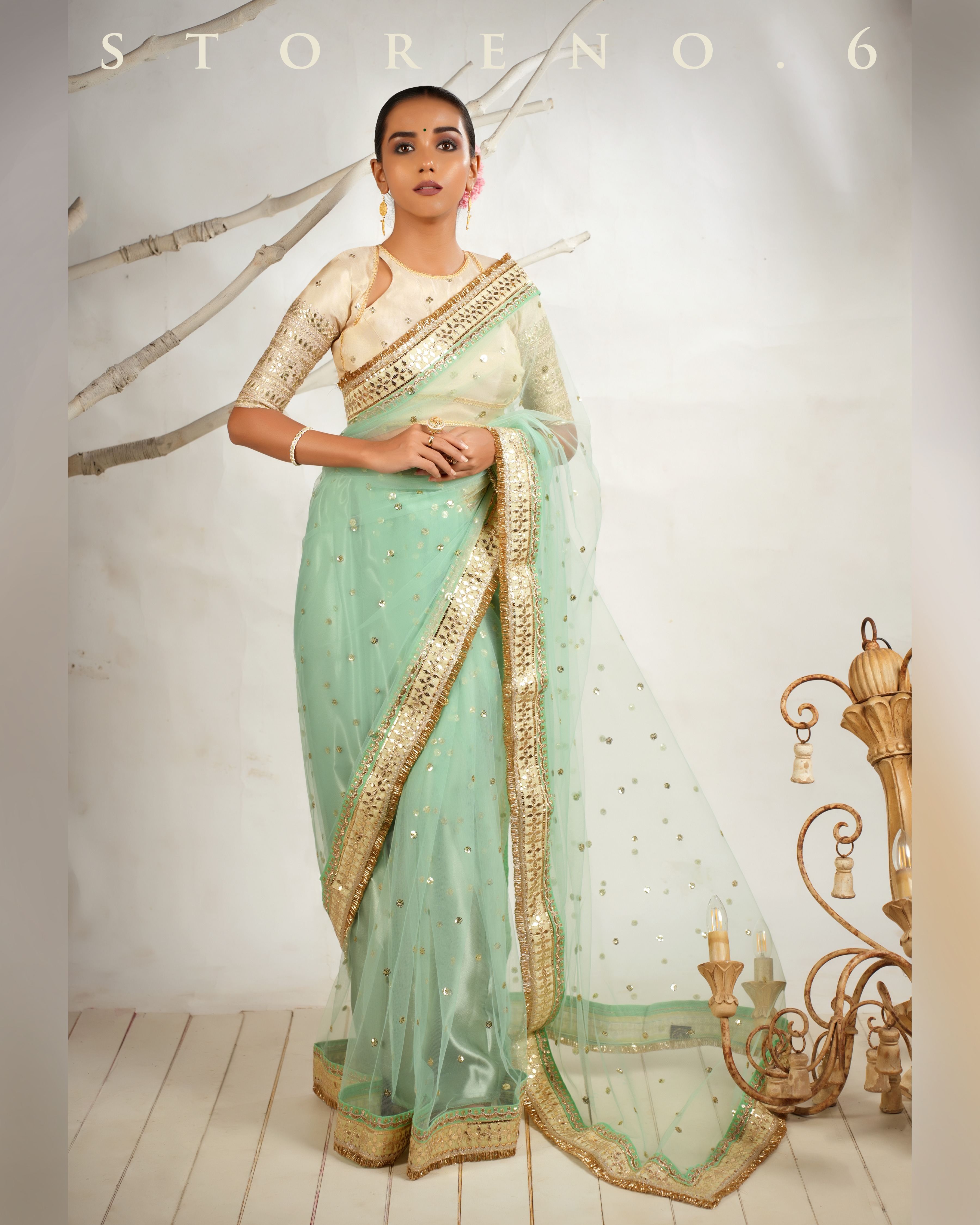 STELLAR SEAFOAM SAREE