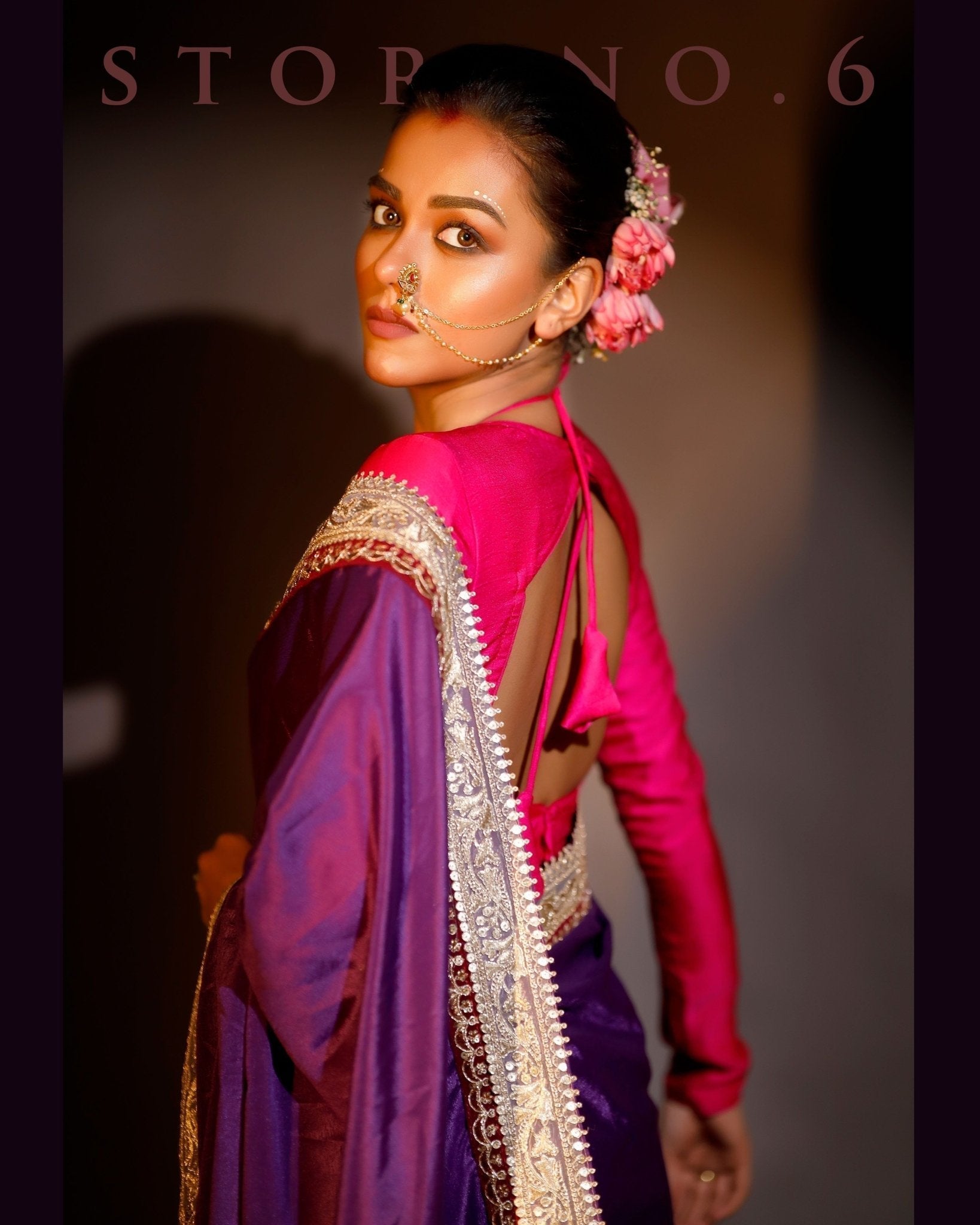PLUM READY-TO-WEAR SAREE