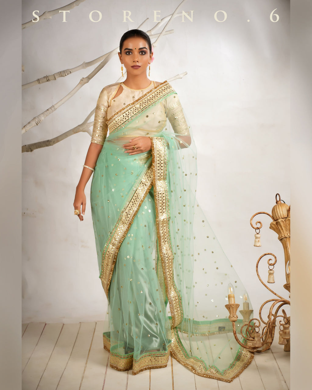 STELLAR SEAFOAM SAREE